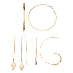 Hamsa Threader, Shaky Bead Threader & Hoop Earring Set