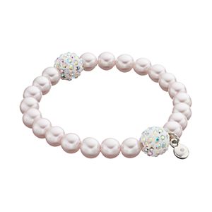 Pink Simulated Pearl & Fireball Stretch Bracelet