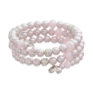 Pink Simulated Pearl Coil Bracelet