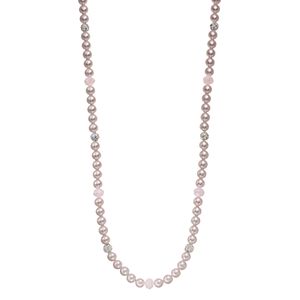 Pink Simulated Pearl Long Necklace