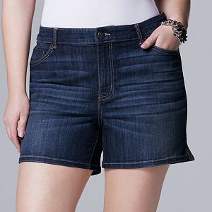 Plus Size Simply Vera Vera Wang Slit Jean Shorts