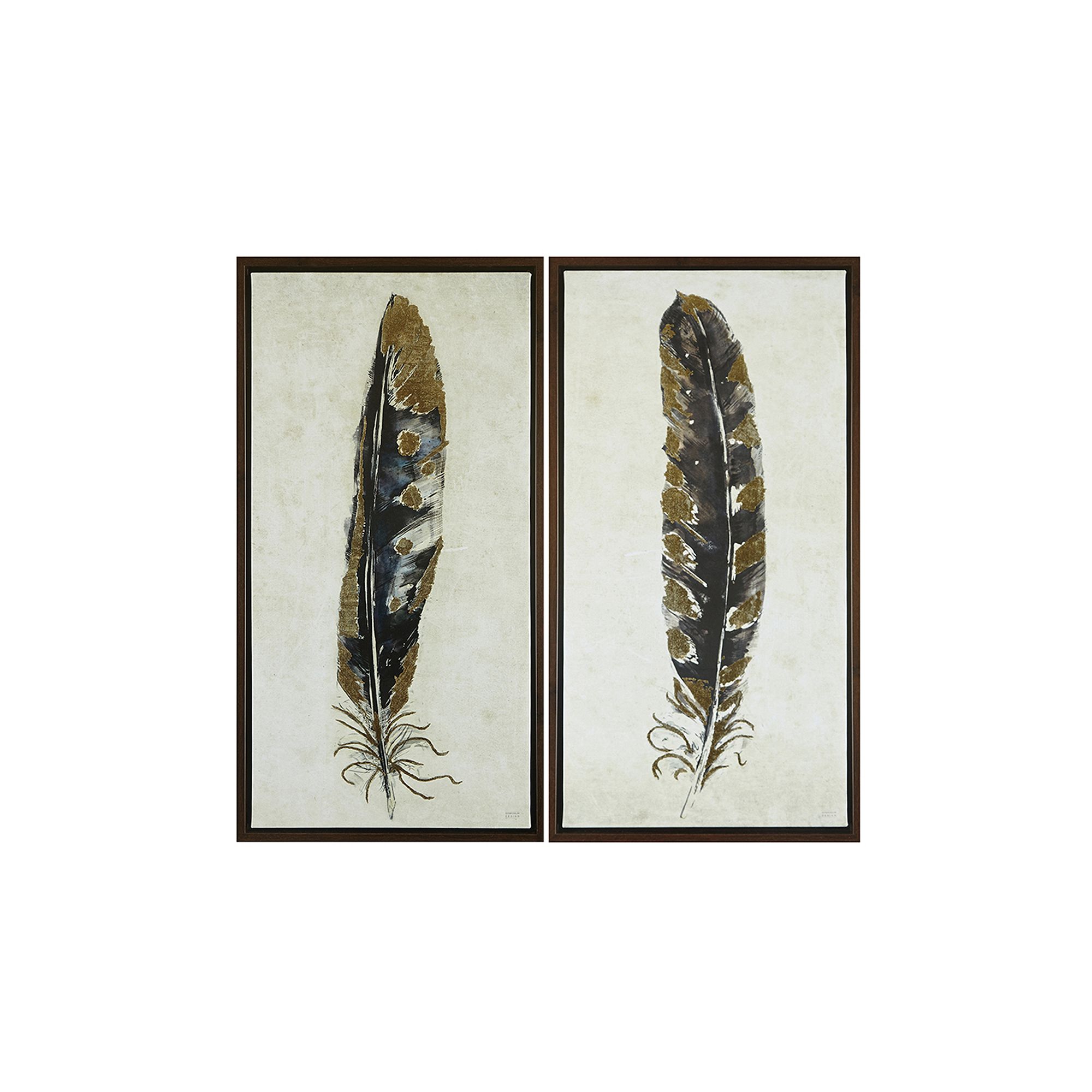 Intelligent Design Gilded Feathers Framed Canvas Wall Art 2-piece Set, Yell