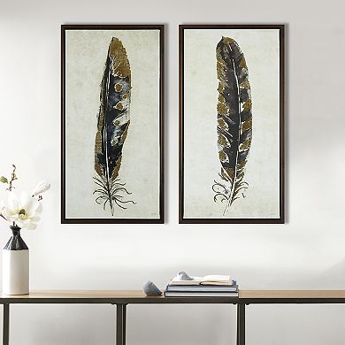 Intelligent Design Gilded Feathers Framed Canvas Wall Art 2-piece Set