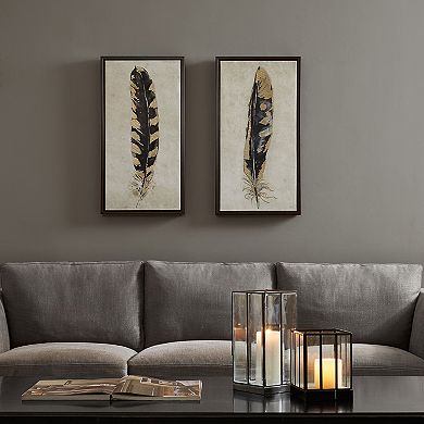 Intelligent Design Gilded Feathers Framed Canvas Wall Art 2-piece Set
