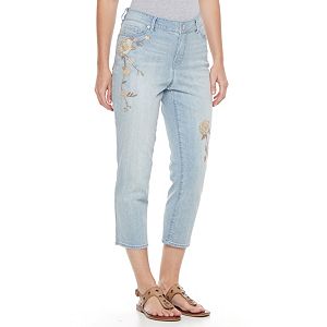 Petite Gloria Vanderbilt Jordyn Embroidered Leg Capris