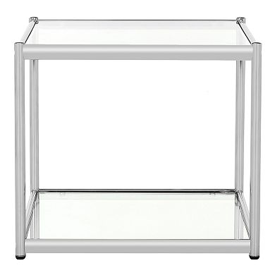 Safavieh Chrome Finish Glass End Table