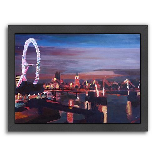 Americanflat London Eye Night Framed Wall Art