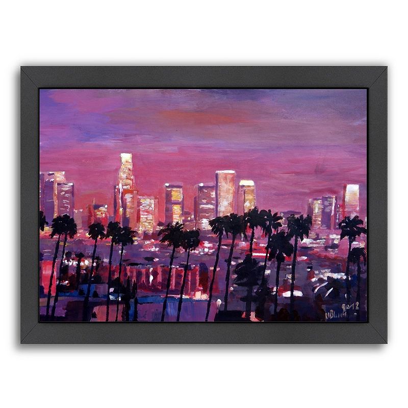 Americanflat Los Angeles Golden Skyline 2 Framed Wall Art, Multicolor,