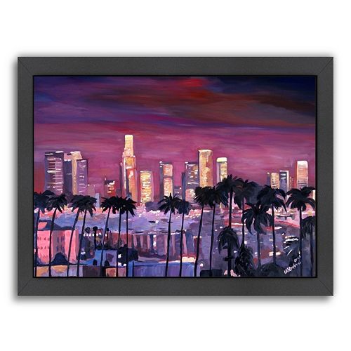 Americanflat Los Angeles Golden Skyline 3 Framed Wall Art