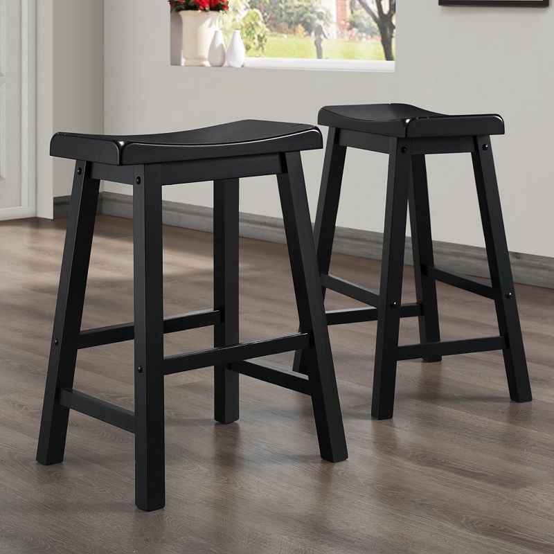 Weston Home Ashby 24" Counter Stools, Set of 2, Black Rubbed