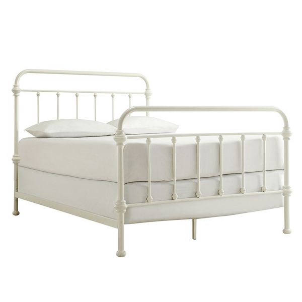 HomeVance Alaina Metal Bed White FULL BrickSeek