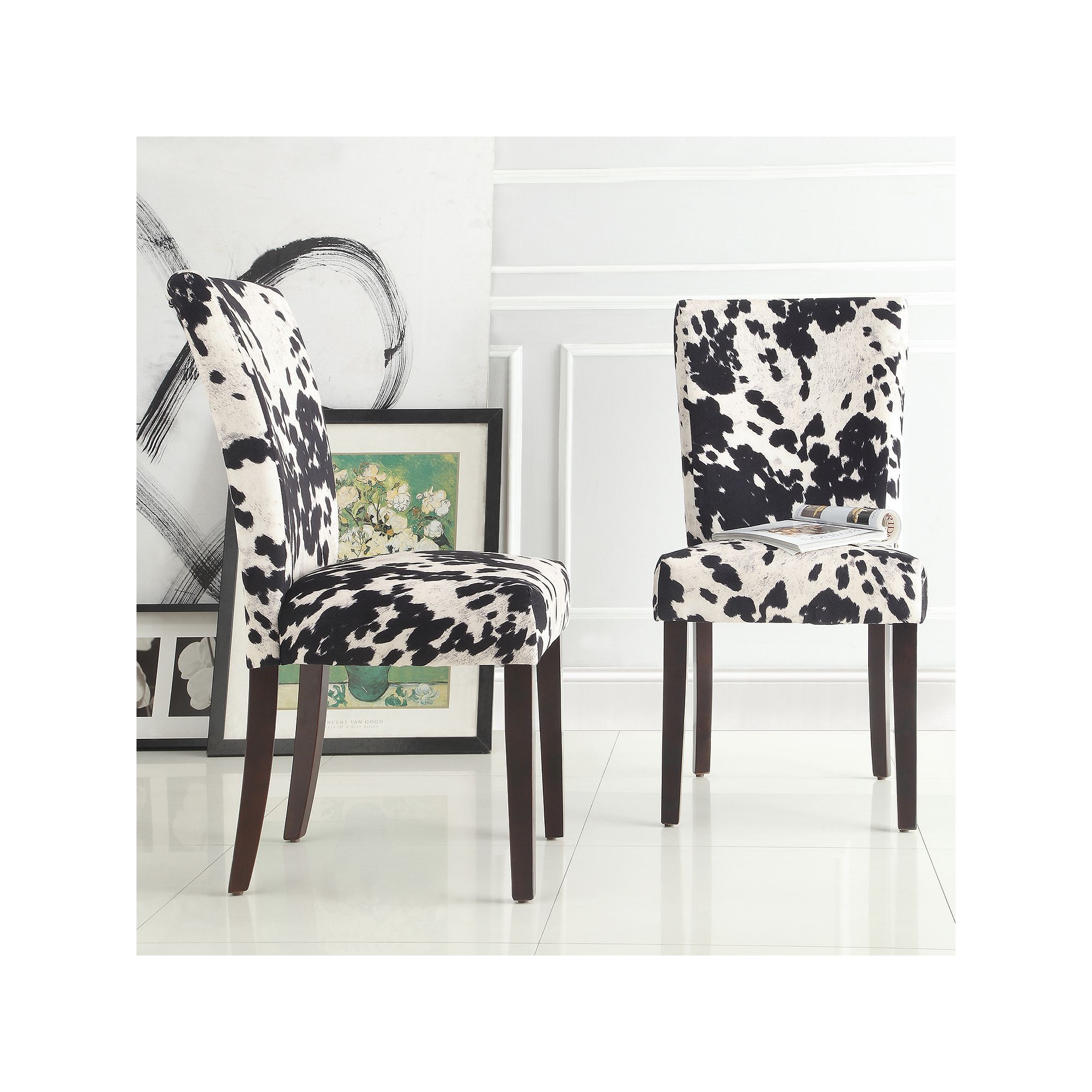 HomeVance Denargo Printed Side Chair 2-piece Set, Black