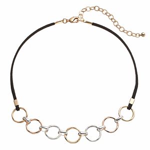 Apt. 9® Tri Tone Hammered Circle Link Choker Necklace