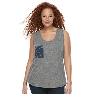 Plus Size Rock & Republic® Stars & Stripes Racerback Tank