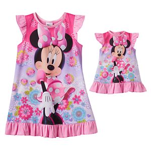 Disney's Minnie Mouse Toddler Girl Dorm Nightgown & Doll Dress Set