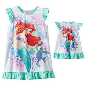 Disney's The Little Mermaid Ariel Toddler Girl Dorm Nightgown & Doll Gown Set