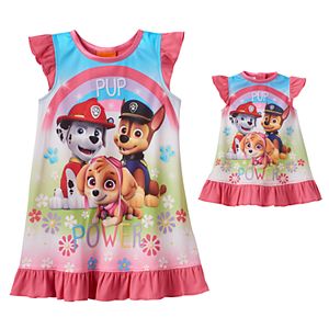 Toddler Girl Paw Patrol Skye, Chase & Marshall Dorm Nightgown & Doll Dress Set