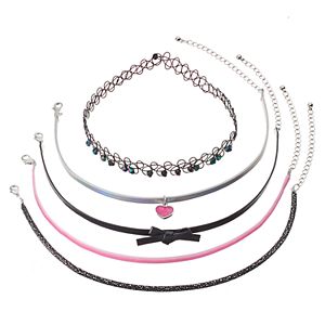 Girls 4-16 5-pk. Heart Choker Necklace Set