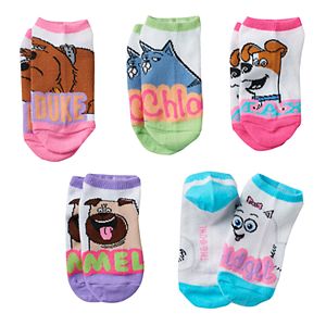 Girls 4-16 DreamWorks The Secret Life of Pets Duke, Chloe & Mel 5-pk. No-Show Socks