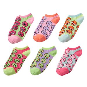 Girls 4-16 Emoji Face 6-pk. No-Show Socks