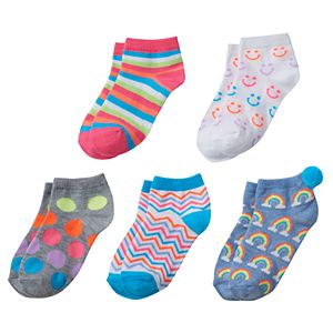 Girls 4-16 Pom Pom Graphic 5-pk. Crew Socks