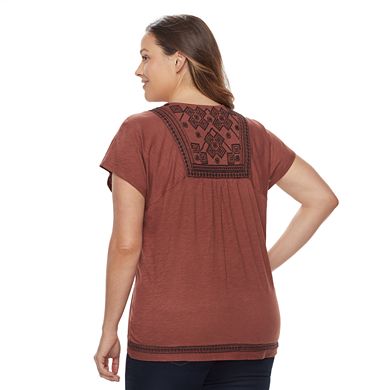Plus Size Sonoma Goods For Life® Embroidered V-Neck Top