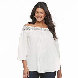 Plus Size Apt. 9 Smocked Off-the-Shoulder Top