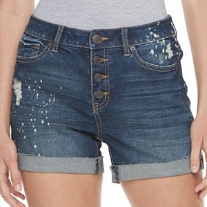 Juniors' Mudd® FLX Stretch High-Rise 4-Button Midi Jean Shorts