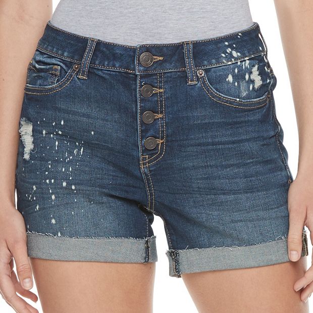 Seriously Stretchy High-Rise Denim Midi Shorts