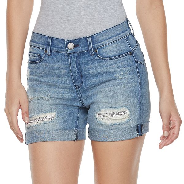 Women's Juicy Couture Ripped Glitter Jean Shorts