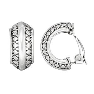 Dana Buchman Geometric Textured Nickel Free Clip On Hoop Earrings