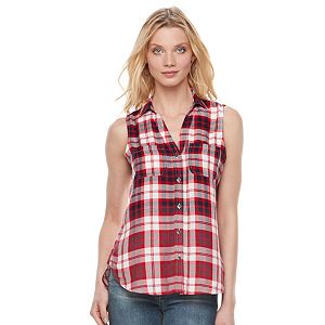 Women's Rock & Republic® Sleeveless Plaid Shirt