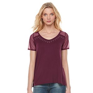 Women's Rock & Republic® Mesh Grommet Tee