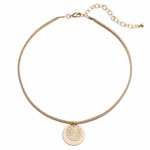 Apt. 9® Filigree Flower & Textured Disc Pendant Choker Necklace