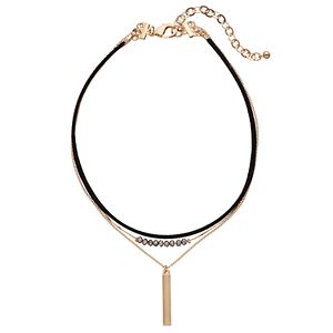 Apt. 9® Layered Faux Suede, Bead & Vertical Bar Choker Necklace