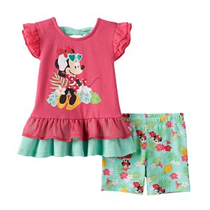 Disney's Minnie Mouse Baby Girl Graphic Tunic & Floral Shorts Set