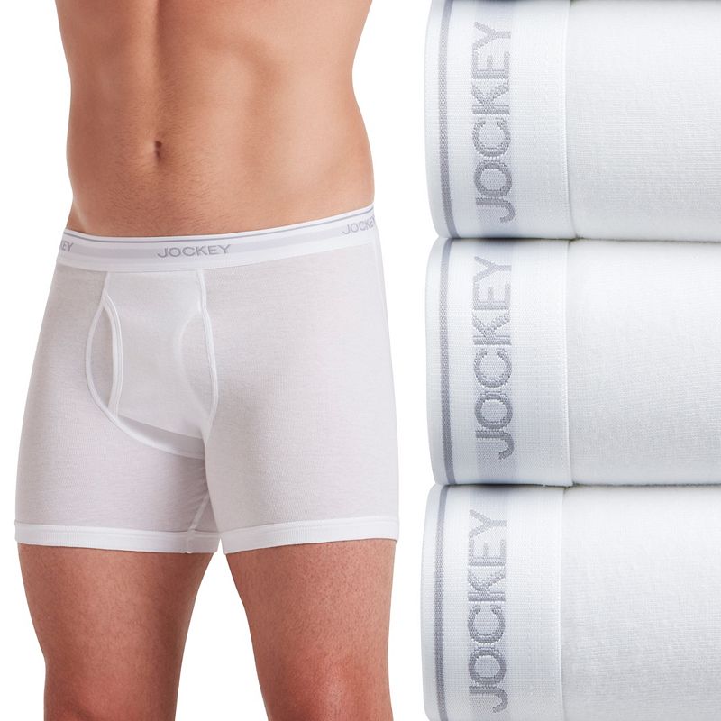 UPC 037882812674 product image for Men's Jockey 3-pack Essential Fit Staycool+ Boxer Briefs, Size: Medium, White | upcitemdb.com