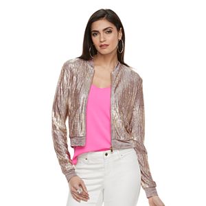 Women's Jennifer Lopez Metallic Crop Bomber Jacket