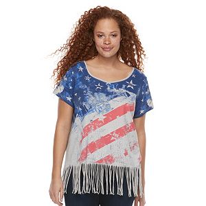 Plus Size Rock & Republic® Fringe Flag Tee