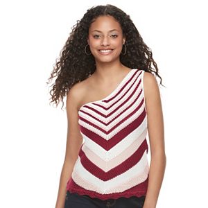 Juniors' Candie's® Chevron One Shoulder Sweater Tank