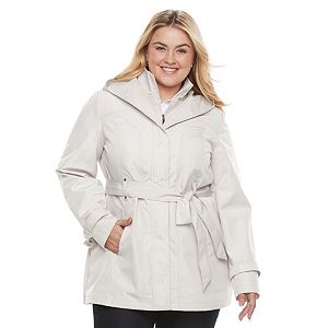 Plus Size Braetan Hooded Shawl Collar Rain Jacket