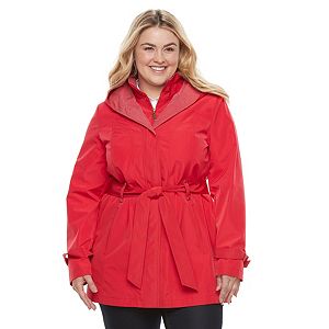 Plus Size Braetan Hooded Shawl Collar Rain Jacket
