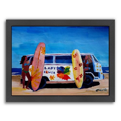 Americanflat The Lady Power Surf Bus Framed Wall Art