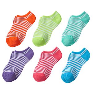 Girls 4-16 SO® 6-pk. Striped No-Show Socks