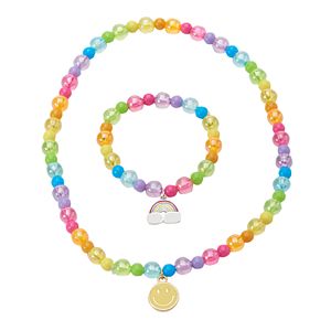 Girls 5-16 Emoji Stretch Necklace & Bracelet Set