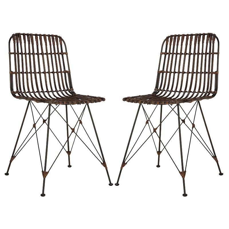 Safavieh Wicker Dining Chair 2-piece Set, Brown