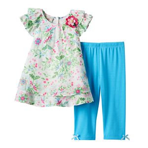 Baby Girl Marmellata Classics Floral Chiffon Top & Leggings Set