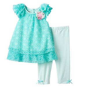 Baby Girl Marmellata Classics Lace Chiffon Top & Capri Leggings Set