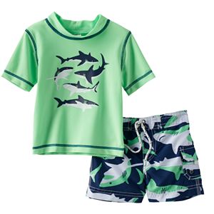 Baby Boy Carter's Shark Rash Guard & Swim Trunks Set
