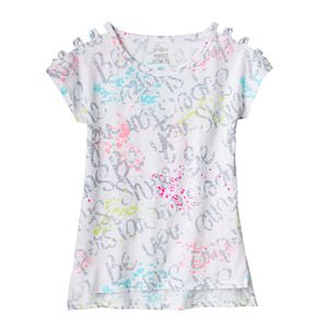 Girls 7-16 & Plus Size SO® Open Shoulder High-Low Split Hem Graphic Tee